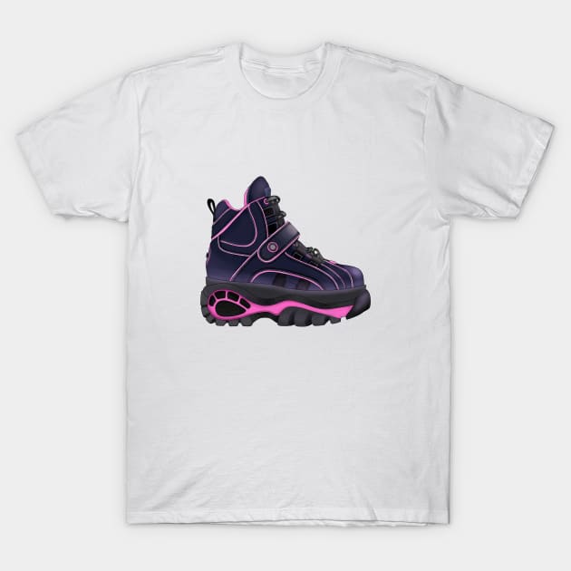 90s pink and dark purple platform shoes T-Shirt by prntsystm